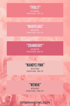 pink marble background with the names of different colors and font options for each color scheme