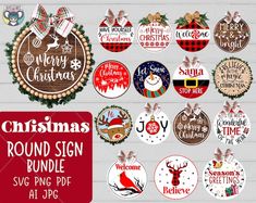 christmas round sign bundle svg