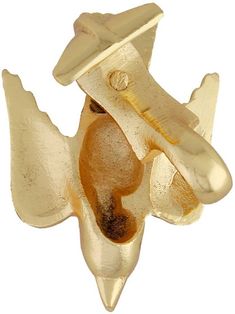 an image of a gold brooch that is in the shape of a bird's head