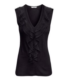 hmprod (276×323) Chiffon Sleeveless Top, Flounce Top, H&m Shirts, Sheer Shirt, Black Jersey, Ruffle Shirt, Flutter Sleeve Top, Sheer Chiffon