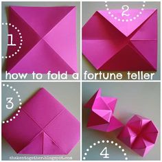 how to fold an origami flower with four different folds and instructions on how to fold it