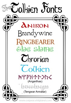 the names of different font styles and colors