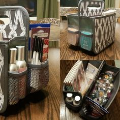 the makeup bag is organized and ready to be used