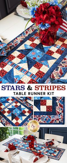 the stars and stripes table runner kit is ready to be used as a centerpiece