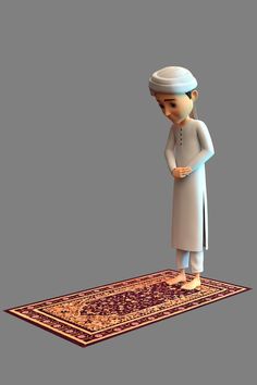 a cartoon character standing on top of a rug with his hands in his pockets and looking at the ground