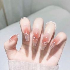 Korean Nails, Blush Nails, Fake Nails With Glue, Really Cute Nails, Coffin Nails Long, Nail Swag, Kawaii Nails