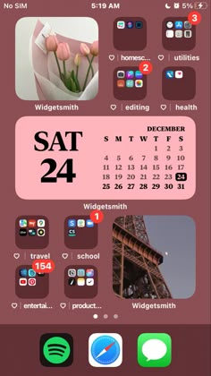 an iphone calendar with the date and time displayed on it's screen, as well as icons