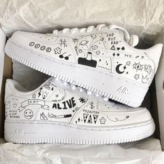 Monochrome Grunge Custom Air Force 1-shecustomize White Air Force 1s, Painted Air Force 1, Shoe Embroidery, Shoe Artwork, Shoes Air Force, Air Force 1 Sneakers, Custom Painted Shoes, Custom Shoes Diy, Nike Shoes Air Force