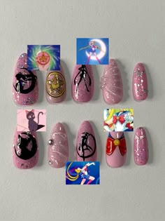 #sailormoon #nails #nailart  #usagitsukino Pink Sailor Moon, Sailor Tattoo, Nail Piercing, Sailor Moon Usagi