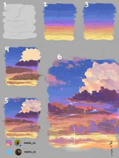 how to paint clouds in photoshopped with the sky and clouds above them, as well