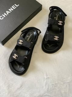 Chanel Sandals, Girly Shoes, Elegant Shoes, Slides Sandals, Pretty Shoes, Dream Shoes, Chanel Shoes