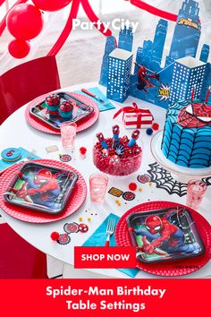 spider - man birthday table settings