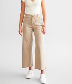 Mica Denim Cropped Wide Leg Pant - Khaki 30/26, Women's Ashmocha Ultra high rise Relaxed through the hip and thigh 18 bottom opening Front patch pockets Frayed hem details. This quality denim is hand-finished for a unique look. It will wear like your favorite jeans, with each hole and tear continuing to destruct over time. You will love the comfort of this denim that has the look and feel of years of wear. . 98% Cotton 2% Spandex. Machine wash cold inside out with like colors. Colors will bleed. Beige Jeans For Work, Teacher Fits, Pant For Women, Cropped Wide Leg Pants, Wide Leg Pant, Favorite Jeans, Come Back, Women's Pants, Clothing And Accessories