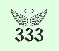 the logo for 333 with two wings and a ball in the sky above it