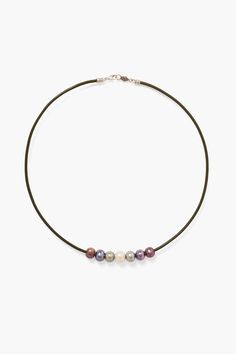 Leather cord choker necklace with a mix of freshwater pearl beads. Sterling silver, 8mm freshwater pearls, leather. 16" in length. Handmade in Vietnam. Cord Choker, Chan Luu, Toe Rings, Leather Cord, Ring Bracelet, Pearl Beads, Accessories Shop, Anklets, Freshwater Pearls