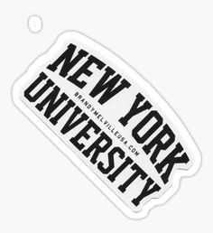 the new york university sticker is shown in black and white on a white background