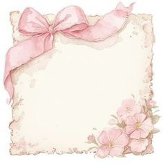 an old paper with pink ribbon and flowers