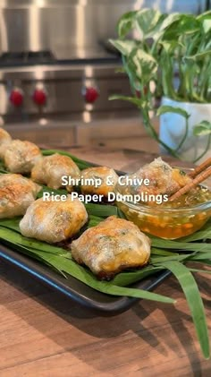 shrimp and chives rice paper dumplings with dipping sauce