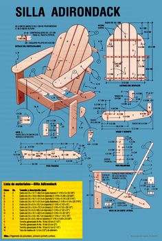 the adirondack plans are shown in blueprint and have instructions to build them