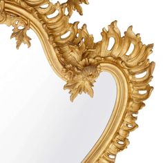 an ornate gold framed mirror with flowers and leaves