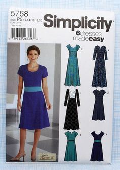 a woman's dress sewing pattern from the front