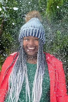 Love Amanda's long grombre silver gray box braids! Check out this and 28 more beautiful braid styles for gray and silver hair! | long silver braids Gray And Silver Hair, Silver Braids, Over 40 Hairstyles