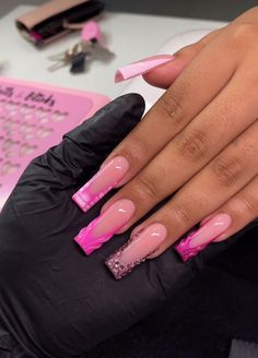 Pink Nails French Tip, Pink Nails French, Rich Rich, Nails French Tip, Purple Acrylic Nails, Acrylic Toe Nails, Diy Acrylic Nails, Drip Nails