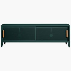 the sideboard is green and has two drawers