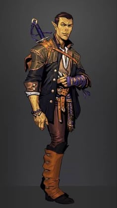 Half Elf Bard, Half Orc, Elf Warrior, Half Elf, Male Character, Dnd Art, Urban City