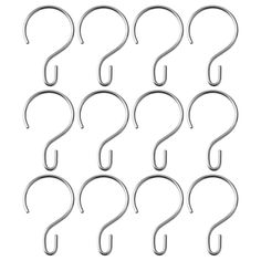 twelve hooks are shown on a white background