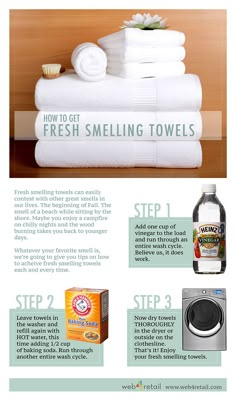 the instructions for how to get fresh smelling towels