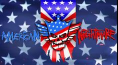 an american flag and skull with the words american nightmares written in red white and blue