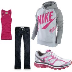 Stylish, sporty and comfy Nike Casual Outfit, Pink Wardrobe, Trendy Fall Fashion, Closet Wishlist, Sporty Outfit, Nike Outfit, Skater Shoes, Hot Clothes, Awesome Outfits