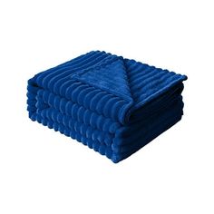 blue towels stacked on top of each other