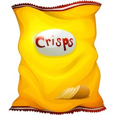 a bag of crispes with the word crisps in red on it's side