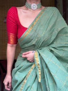 Kattam Saree, Saree Beautiful, Cotton Saree Blouse Designs, Cotton Saree Blouse, Indian Saree Blouses Designs, Silk Saree Blouse Designs, Simple Sarees