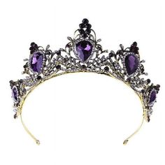 Brand new and high quality Features: -This crown is all decorated with rhinestones,some of them are larger,highly simulated with real stone,purple style,luxury and ceremonious. -Tiara,convenient to put on and take off,headband design,with alloy hoop,ideal for wedding or feast. -Glittering rhinestone provides charming and attractive look with you and let you be a focus. -High quality and high intensity,durable and rhinestones on crown will not easily fall out. -Exquisite and noble style,you will look like a princess or a queen when you put on it. crown only,other accessories demo in the picture are not included! Specification: Main Material: Alloy+Rhinestone Type: Bride Tiara Color: Purple Size: One Size 13x6cm(5.12x2.36in) Quantity: 1 Pc Note: 1.No retail package. 2.Please allow 0-1cm erro Fantasy Crown Queens, Headband Design, Fantasy Crown, Queens Tiaras, Purple Crown, Crown For Women, Jewelry Decor, Bride Tiara, Royal Tiaras