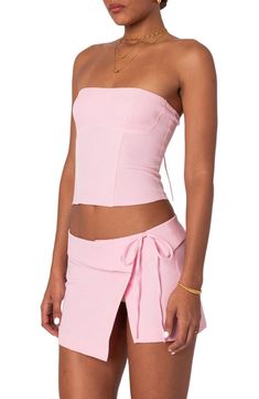 A structured top is complete with corset-inspired lacing up the back for a flirty finishing touch. Ties at back Strapless 95% polyester, 5% spandex Machine wash, dry flat Imported Strapless Corset Top, Slim Fit Cargo Pants, Kids Activewear, Lace Up Corset, Pink Corset, Strapless Corset, Kids Swimwear, Slim Fit Pants, Corset Top