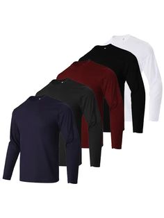 5 Pack Men's Long Sleeve T-Shirts Compression Shirt Men, Men's Long Sleeve T-shirt, Compression Shirt, Hoodies Mens, Work Shirts, Henley Shirts, Shirt Collar, Sport T Shirt, Flannel Shirt