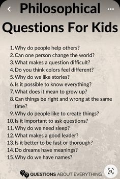 a poster with some questions for kids to ask in front of it on the wall