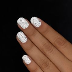 Metallic Silver Flakie Topper Nail Polish Blinder Silver Nail Polish, Glittery White Nails, Sparkly Winter Nails, Nail January, Toenail Polish Designs, Nail Party, Ilnp Nail Polish, White Glitter Nails, Short Nails Art