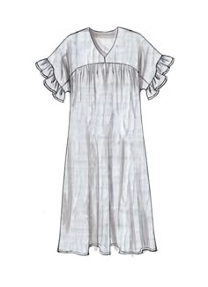 a drawing of a dress with ruffled sleeves