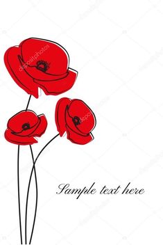 three red poppies on a white background with space for text stockvectors