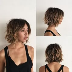 Wavy Layered Hair, 2023 Bob, Bangs Bob, Layered Bob Haircuts, Haircuts For Wavy Hair, Wavy Bobs, Short Wavy Hair, Layered Bob, Penteado Cabelo Curto