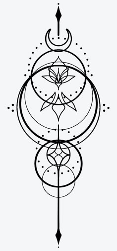 a black and white drawing of three circles with an arrow in the middle, surrounded by smaller circles