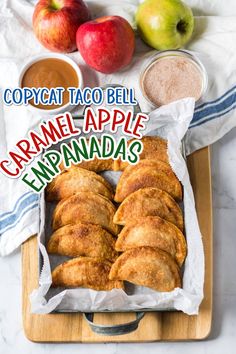 an image of caramel apple enpanadas on a cutting board