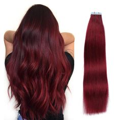 PRICES MAY VARY. 【Salon Quality Hair Extensions】100% premium remy human hair,salon quality,tangle free,shedding free.The hair feel smooth and soft.our tape hair extensions can be curled just you like.Tape hair extensions can last 2-3 monthes with good care. 【Sticky Blue Tape】US made blue tape,double-sided,re-usable,quality tape.You can replace the tape when required. Easy to install or remove the tape in extensions,give extra replacement tape. 【Purchase Quantity】If your hair is fine,need 1-2 pac Extension For Short Hair, Short Hair Wedding Hair, Ponytail Short Hair, Braid Hair Style, Sleeping With Wet Hair, Hair Extension Care, Tape Hair Extensions, Real Hair Extensions, Wine Red Color