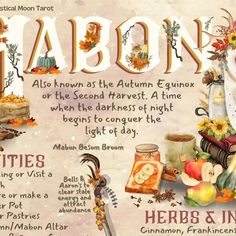 an autumn poster with the names of various items