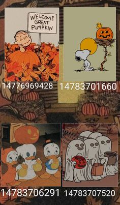 an image of cartoon characters with pumpkins