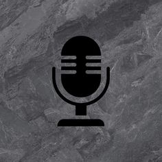 a black and gray microphone on a marble background with the word's logo below it